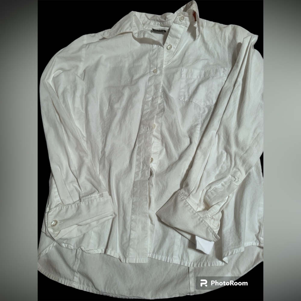 Womens white button down top
